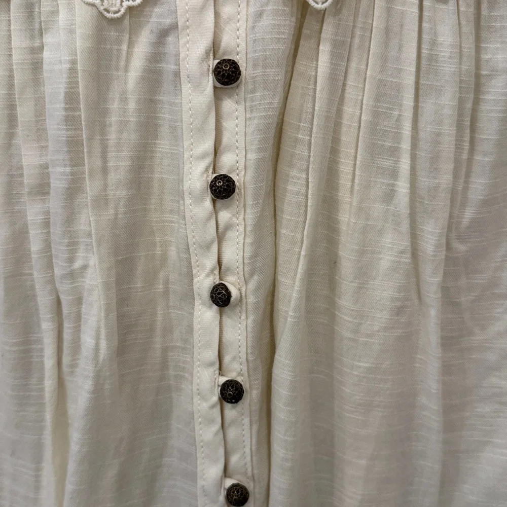 NWT Anthropologie Pilco Lace Yoke Peasant Elegant Cream Lace Blouse - Picture 8 of 11